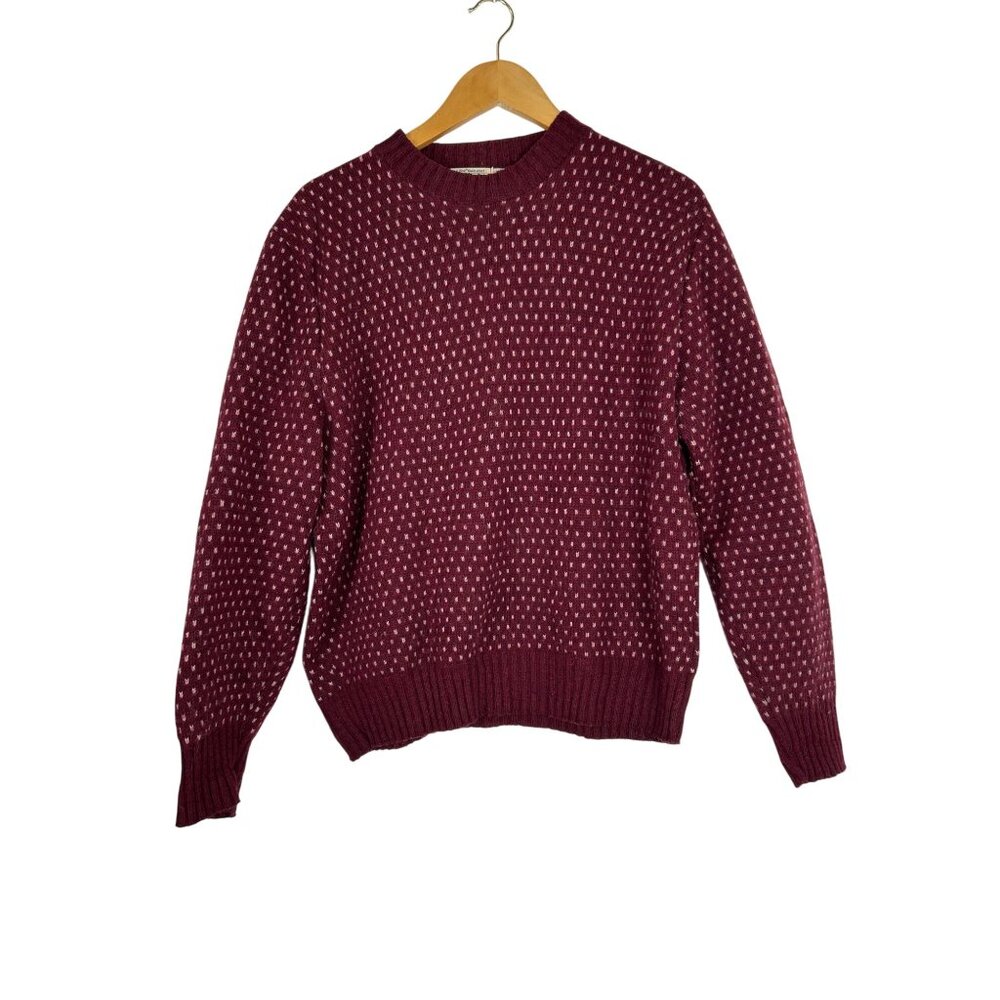 VTG The Fox Sweater JC Penney Mens Burgundy Wool Blend Knit Pullover XL